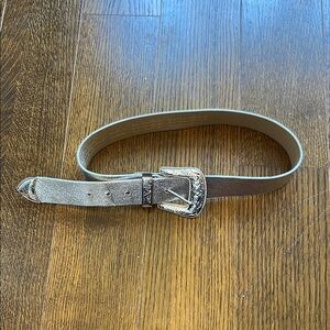 Urban Outfitters Silver Metallic Western Vegan Leather Belt